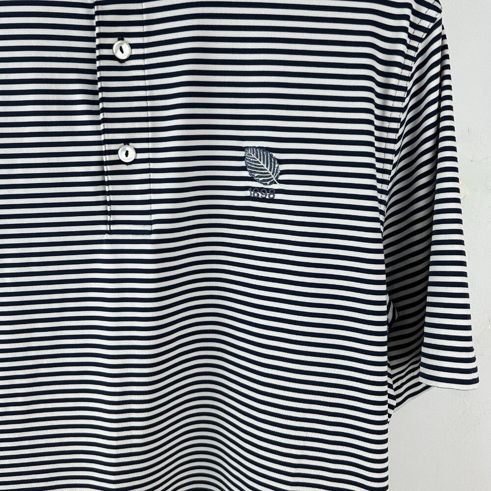 Vineyard Vines Shirt Mens Medium Short Sleeve Polo Performance Striped 1898 Leaf - Picture 2 of 10